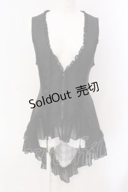 画像1: Qutie Frash / ダイヤリボンベスト  ブラック×ホワイト O-25-03-20-1019-QU-TO-IG-ZY