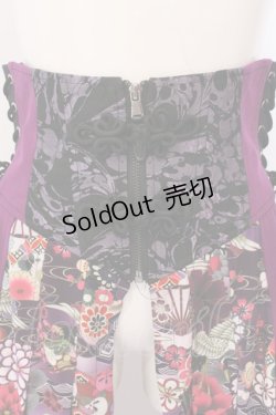 画像2: Qutie Frash / 和柄プリーツコルセット  パープル O-25-03-20-1022-QU-TO-IG-ZY