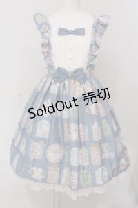 Angelic Pretty / Memorial Tea Museumジャンパースカート  ブルー O-25-03-20-006-AP-OP-OW-OS