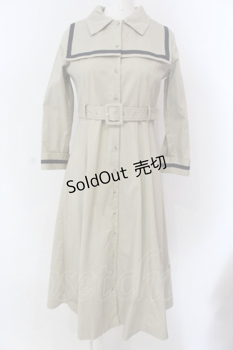 画像1: Maison de FLEUR Petite Robe canon / セーラー衿付きワンピース  ベージュ O-25-09-03-1012-LO-OP-IG-ZT007 (1)