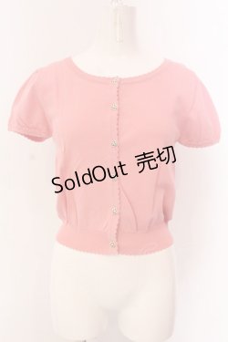 画像1: LODISPOTTO / フラワーボタン半袖カーディガン M ピンク O-25-03-20-2045-LO-TO-OW-ZT200