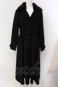 Maison de FLEUR Petite Robe / ファー付きフレアコート S クロ O-25-03-20-2007-EL-CO-OW-C048