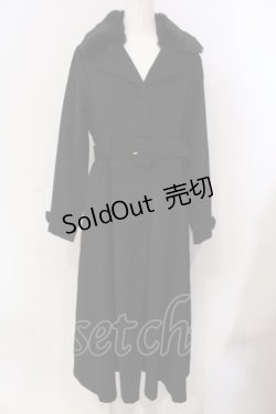 画像1: Maison de FLEUR Petite Robe / ファー付きフレアコート S クロ O-25-03-20-2007-EL-CO-OW-ZT-C048