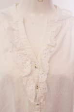 画像2: 【SALE】Franche Lippee / ドットジャガードコットンレースロングワンピース M シロ O-25-03-20-2012-LO-OP-OW-ZT192 (2)