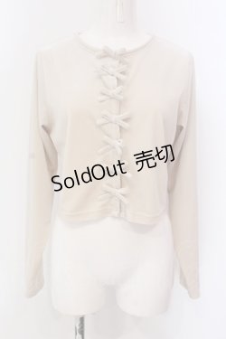 画像1: 【SALE】merry jenny / ribbonベロアカーディガン F アイボリー O-25-03-20-2015-LO-TO-IG-ZT203