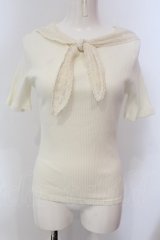 Fi.n.t / レーススカーフ衿テレコT  オフシロ O-25-03-20-2022-CA-TO-IG-ZT140