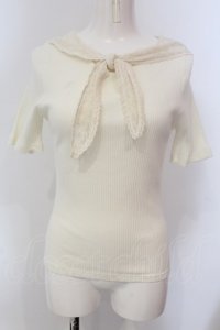 Fi.n.t / レーススカーフ衿テレコT  オフシロ O-25-03-20-2022-CA-TO-IG-ZT140