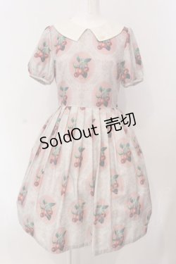 画像1: Leur Getter / Cherry Lace袖付きワンピース  ピンク O-25-03-20-009-LU-OP-OW-OS