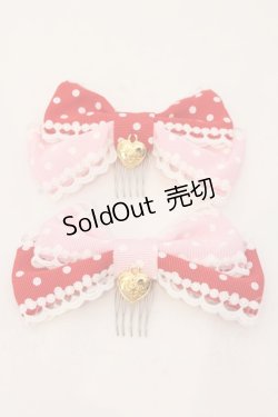 画像1: Angelic Pretty / Lovely Dot配色リボンコーム  ピンク×アカ O-25-03-20-024-AP-AC-OW-OS