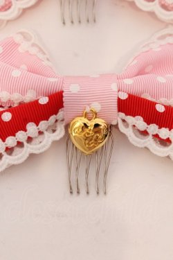 画像2: Angelic Pretty / Lovely Dot配色リボンコーム  ピンク×アカ O-25-03-20-024-AP-AC-OW-OS