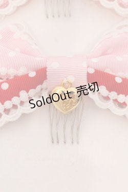 画像2: Angelic Pretty / Lovely Dot配色リボンコーム  ピンク×アカ O-25-03-20-024-AP-AC-OW-OS