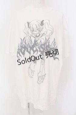 画像1: NOVESSEL / 少女イラストプリント半袖Tシャツ  ホワイト O-25-03-22-012-PU-TS-IG-OS