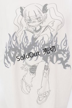 画像2: NOVESSEL / 少女イラストプリント半袖Tシャツ  ホワイト O-25-03-22-012-PU-TS-IG-OS