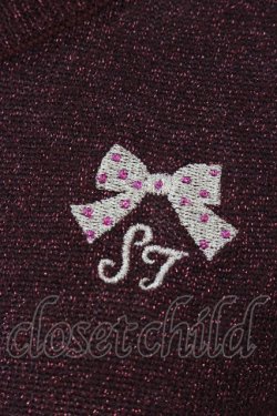 画像2: Shirley Temple / リボン刺繍ラメカーディガン M ワイン O-25-03-24-028-ET-TO-IG-OS
