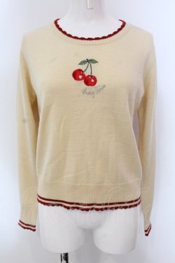 画像1: Shirley Temple / チェリー刺繍ニット  アイボリー×アカ O-25-03-24-034-ET-TO-IG-OS