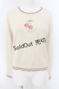 画像1: Shirley Temple / チェリー刺繍ニット  アイボリー×アカ O-25-03-24-034-ET-TO-IG-ZT184