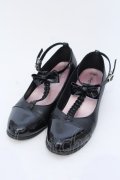 Shirley Temple / ハシゴリボンTストラップシューズ 24cm クロ 先端ラメ O-25-03-24-060-ET-SH-IG-OS