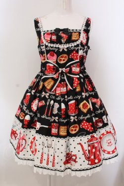 画像1: Angelic Pretty / French Cafe切替ジャンパースカート  クロ O-25-03-24-015-AP-OP-OW-OS