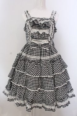 画像1: Angelic Pretty / Prettyフリルジャンパースカート（ギンガム）  クロ O-25-03-24-016-AP-OP-OW-OS