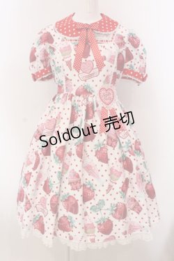 画像1: Angelic Pretty / Fresh Strawberry Dinerワンピース  シロ O-25-03-24-017-AP-OP-OW-OS