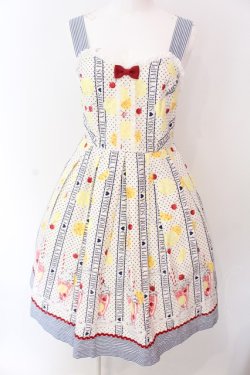 画像1: Shirley Temple / シトラスソーダptジャンパースカート M アイボリー×クロ O-25-03-25-003-ET-OP-IG-OS