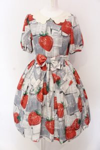 Leur Getter / Strawberry Book袖付ワンピース  グレー O-25-03-25-033-LU-OP-IG-OS