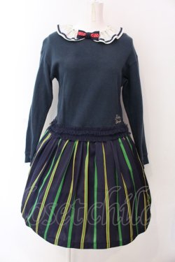画像1: Shirley Temple / レジメンタルストライプワンピース 160cm グリーン O-25-03-25-034-ET-OP-IG-OS