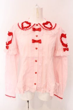 画像1: Angelic Pretty / Frill Heart付け袖ブラウス  ピンク×アカ O-25-03-25-035-AP-BL-IG-OS