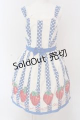 Shirley Temple / いちごptジャンパースカート M ブルー×オフシロ O-25-03-25-006-ET-OP-IG-OS