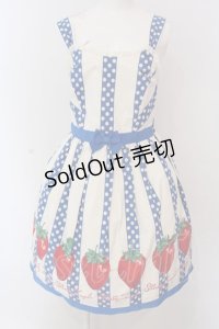 Shirley Temple / いちごptジャンパースカート M ブルー×オフシロ O-25-03-25-006-ET-OP-IG-OS