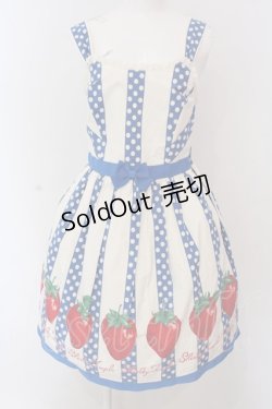 画像1: Shirley Temple / いちごptジャンパースカート M ブルー×オフシロ O-25-03-25-006-ET-OP-IG-OS
