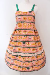 Shirley Temple / ベーカリージャンパースカート 160cm ピンク×グリーン O-25-03-25-002-ET-OP-IG-OS