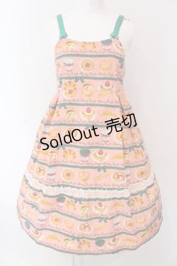 画像1: 【SALE】Shirley Temple / ベーカリージャンパースカート 160cm ピンク×グリーン O-25-03-25-002-ET-OP-IG-ZT466