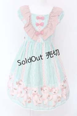 画像1: Shirley Temple / シャーリーベアプリントジャンパースカート 160cm ミント O-25-03-25-015-ET-OP-IG-ZT466