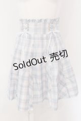 Amavel / ダブルレースアップはぎフレアチェックスカート  サックス O-25-03-26-031-CA-SK-IG-OS