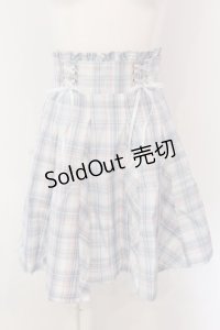 Amavel / ダブルレースアップはぎフレアチェックスカート  サックス O-25-03-26-031-CA-SK-IG-OS