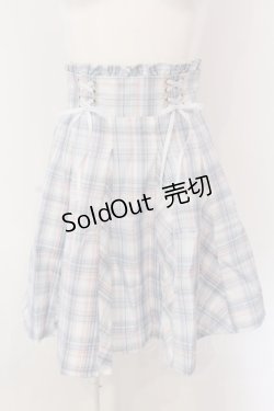 画像1: Amavel / ダブルレースアップはぎフレアチェックスカート  サックス O-25-03-26-031-CA-SK-IG-OS