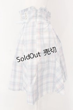 画像2: Amavel / ダブルレースアップはぎフレアチェックスカート  サックス O-25-03-26-031-CA-SK-IG-OS