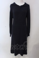 LEBECCA boutique / 遠くまで行くセーラーニットワンピース  ネイビー O-25-03-26-1035-EL-OP-IG-ZT118
