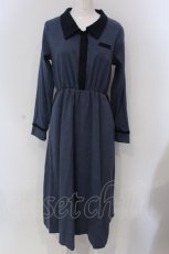 画像1: 【SALE】LEBECCA boutique / 率先的なワンピース（クロ）  ブルー×ネイビー O-25-03-26-1037-EL-OP-IG-ZT120 (1)