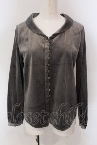 LEBECCA boutique / 通い続けるベロアブラウス F グレー O-25-03-26-1038-EL-TO-OW-ZT120