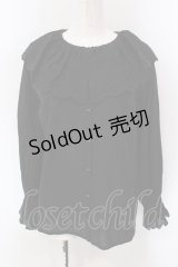 FELISSIMO / アデリアレトロ×シロップ．野ばな柄を刺しゅうした　レース衿のブラウス M クロ O-25-03-26-1040-EL-BL-OW-ZT0329D