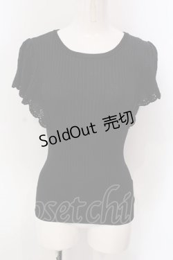 画像1: F&A / 透かし編みラッフルノースリーブニットプルオーバー F クロ O-25-03-26-1041-LO-TO-OW-ZT120
