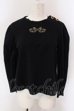 画像1: Franche Lippee / うさぎ刺しゅうプルオーバー M クロ O-25-03-26-1047-LO-TO-OW-ZT231