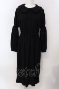 LEBECCA boutique / 銀のスプーンとシャーリングスリーブワンピース  クロ O-25-03-26-1051-EL-OP-IG-ZT231