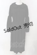 LEBECCA boutique / 銀のスプーンとシャーリングスリーブワンピース  クロ O-25-03-26-1051-EL-OP-IG-ZT231