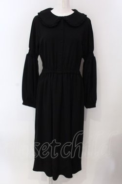 画像1: LEBECCA boutique / 銀のスプーンとシャーリングスリーブワンピース  クロ O-25-03-26-1051-EL-OP-IG-ZT231