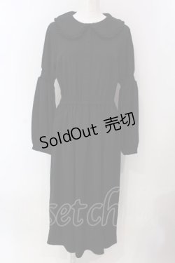 画像1: LEBECCA boutique / 銀のスプーンとシャーリングスリーブワンピース  クロ O-25-03-26-1051-EL-OP-IG-ZT231