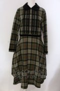 Jane Marple / Tartan check velvet trimming dress ドレス M グリーン O-25-03-26-1006-JM-OP-IG-ZT114