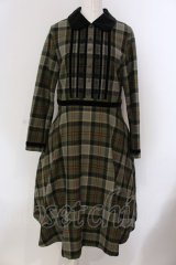Jane Marple / Tartan check velvet trimming dress ドレス M グリーン O-25-03-26-1006-JM-OP-IG-ZT114